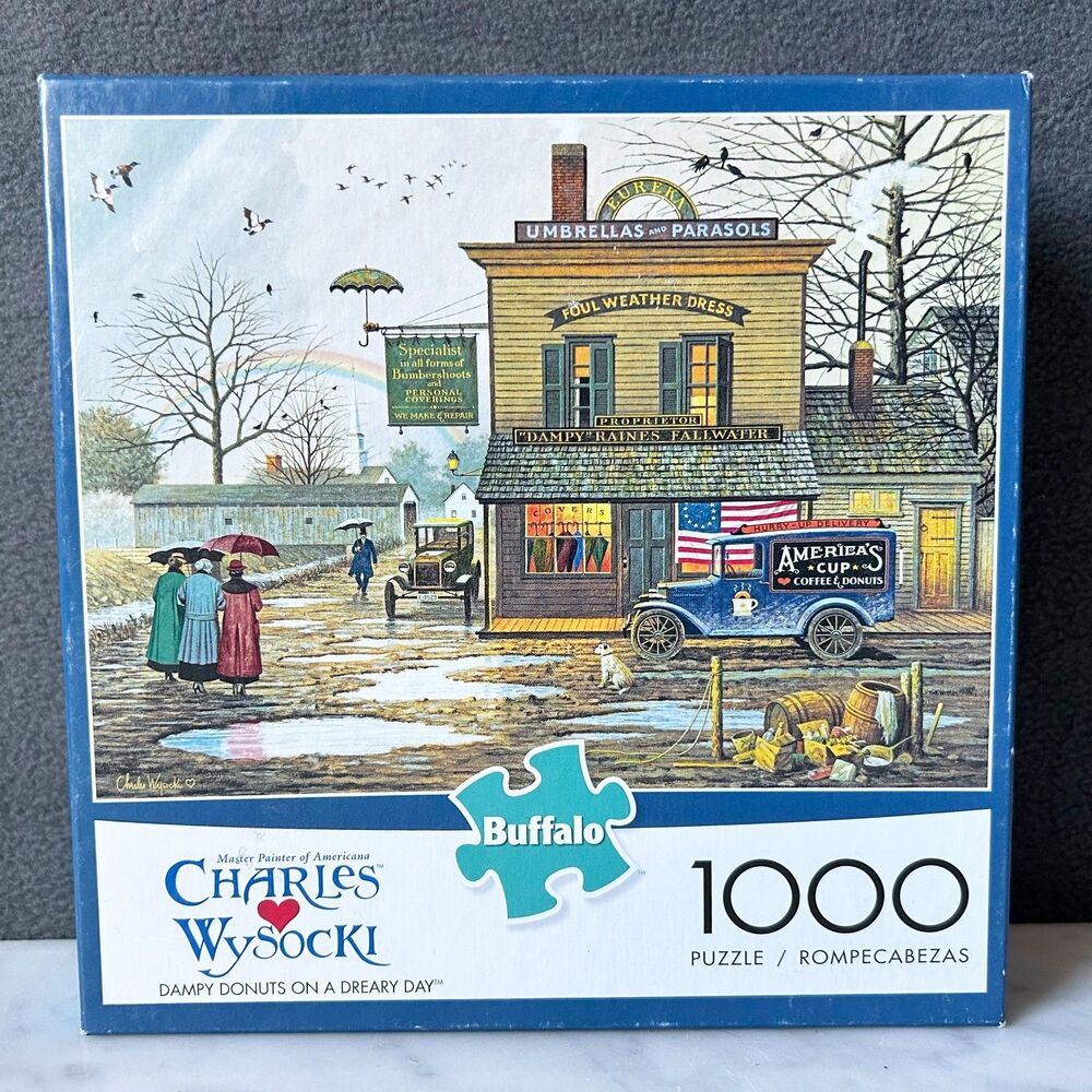Charles Wysocki Dampy Donuts on a Dreary Day 1000 Piece Puzzle Buffalo Games